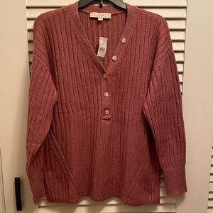 LOFT V-Neck Sweater in Dusty Rose